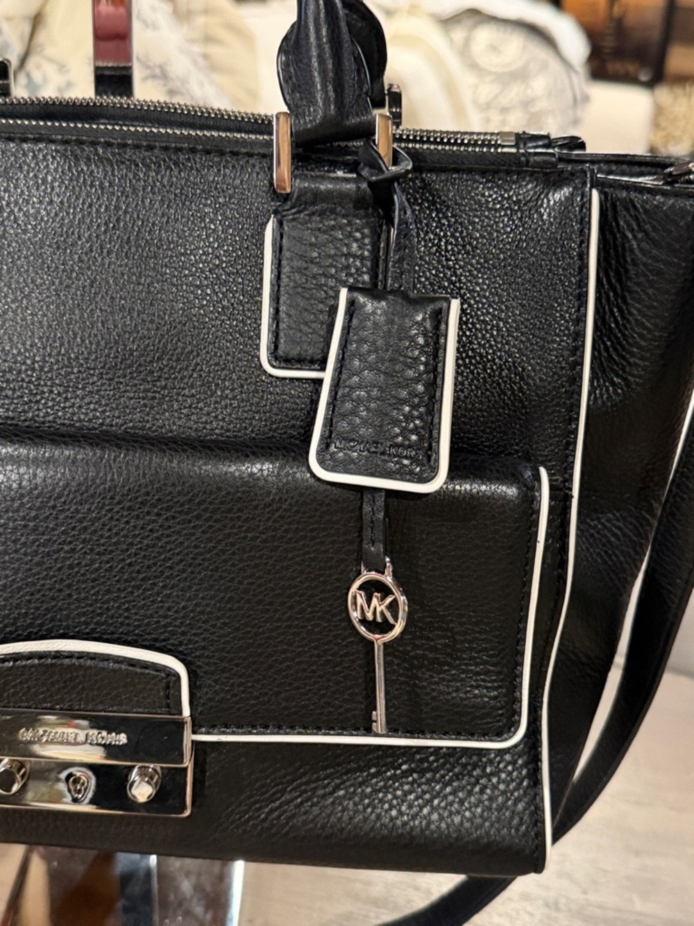 Michael Kors Black Pebble Grain Leather Tote - Picture 7 of 11